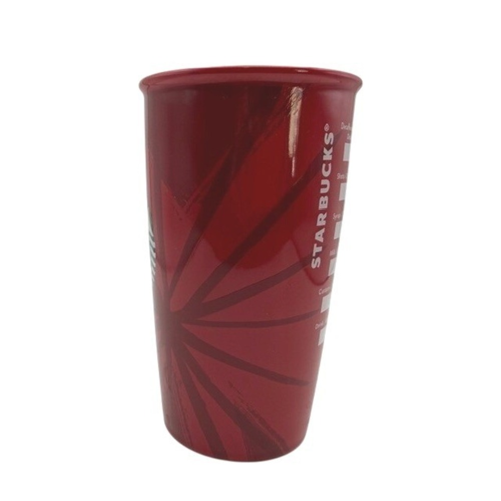 Starbucks Vintage 2014 Red Ceramic Starburst Travel Tumbler Siren Logo 12oz New - Picture 2 of 5